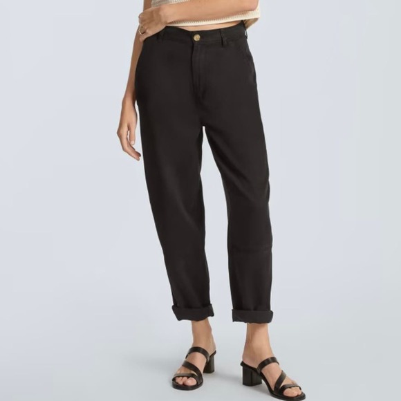 Everlane Pants - Everlane The Relaxed Chino Pant Women's Size 4 Black Tencel High Waist